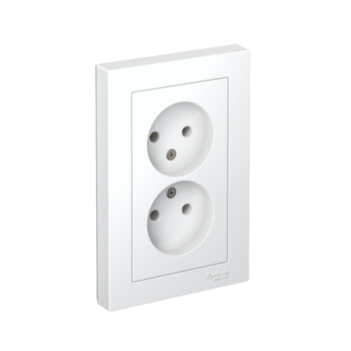 Розетка 2-м СП AtlasDesign 16А IP20 без заземл. в сборе бел.