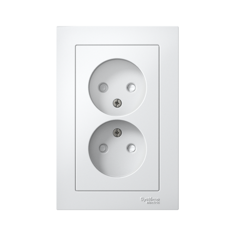 Розетка 2-м СП AtlasDesign 16А IP20 без заземл. защ. шторки в сборе бел. — изображение 2