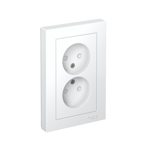 Розетка 2-м СП AtlasDesign 16А IP20 без заземл. защ. шторки в сборе бел.