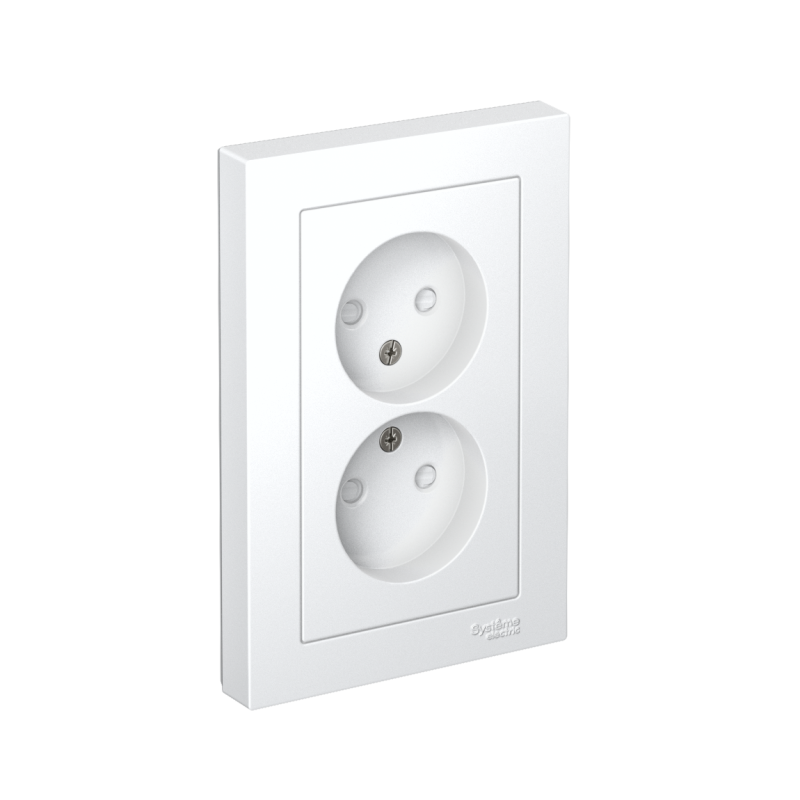 Розетка 2-м СП AtlasDesign 16А IP20 без заземл. защ. шторки в сборе бел.