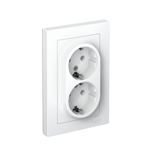 Розетка 2-м СП AtlasDesign 16А IP20 с заземл. в сборе бел.