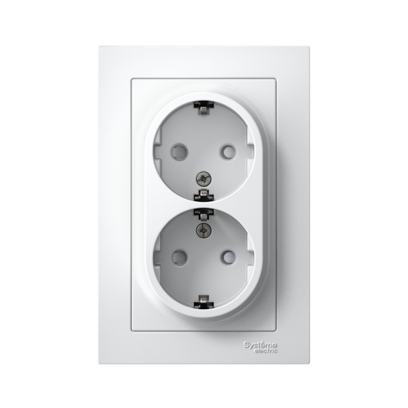 Розетка 2-м СП AtlasDesign 16А IP20 с заземл. защ. шторки в сборе бел. — изображение 2