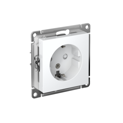 Розетка 1-м СП AtlasDesign 16А IP20 с заземл. защ. шторки механизм бел.