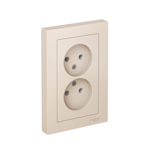 Розетка 2-м СП AtlasDesign 16А IP20 без заземл. в сборе беж.