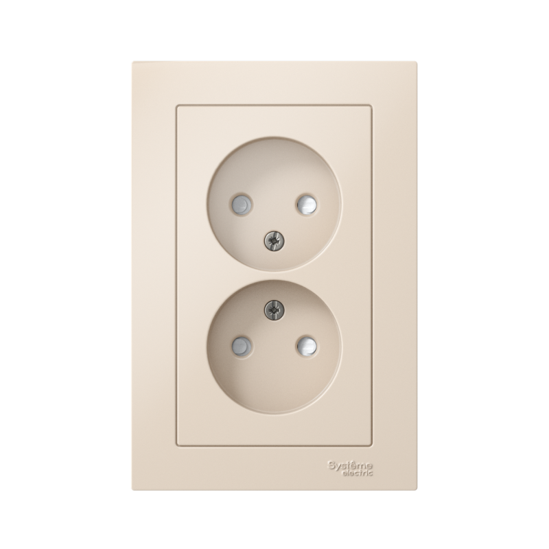 Розетка 2-м СП AtlasDesign 16А IP20 без заземл. защ. шторки в сборе беж. — изображение 2