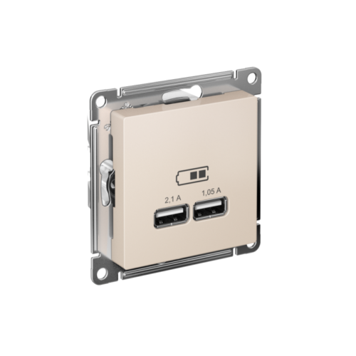 Розетка USB AtlasDesign тип A+A 5В 1х2.1А 2х1.05А механизм беж.