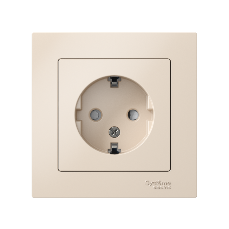 Розетка 1-м СП AtlasDesign 16А IP20 с заземл. защ. шторки в сборе беж. — изображение 2