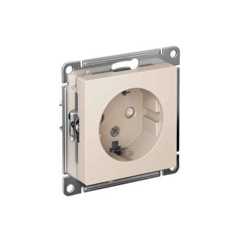 Розетка 1-м СП AtlasDesign 16А IP20 с заземл. защ. шторки механизм беж.