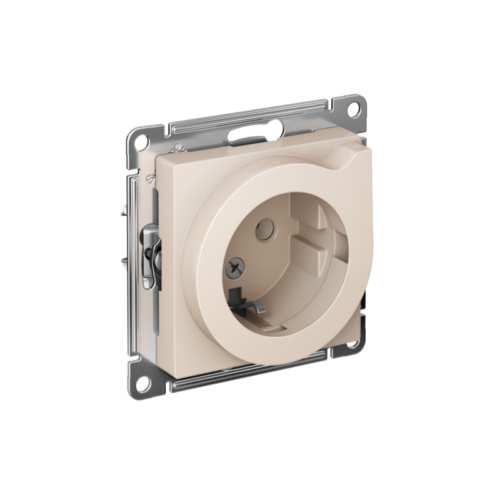 Розетка 1-м СП AtlasDesign 16А IP20 с заземл. защ. шторки с выталк. вилки механизм беж.