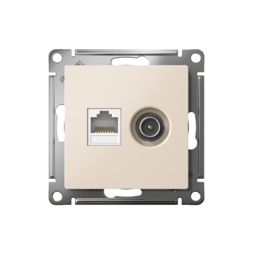 Розетка компьютерная + телевизионная 2-м СП AtlasDesign RJ45 кат.5E + TV механизм беж.