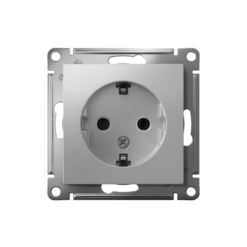 Розетка 1-м СП AtlasDesign 16А IP20 с заземл. механизм алюм. — изображение 2