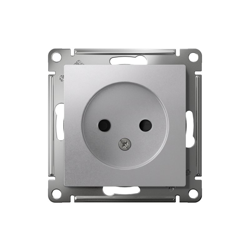 Розетка 1-м СП AtlasDesign 16А IP20 без заземл. защ. шторки механизм алюм. — изображение 2