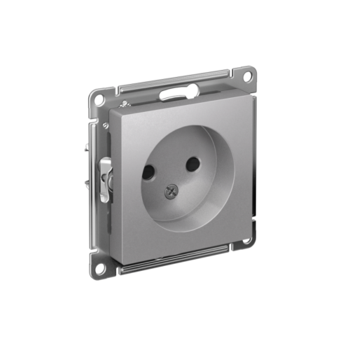 Розетка 1-м СП AtlasDesign 16А IP20 без заземл. защ. шторки механизм алюм.