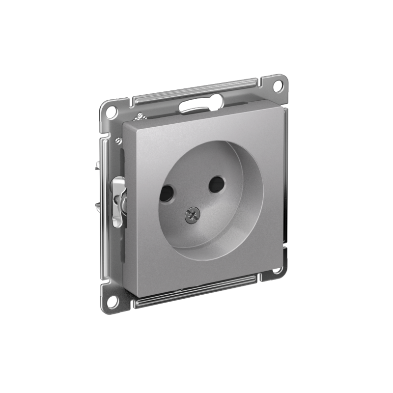 Розетка 1-м СП AtlasDesign 16А IP20 без заземл. защ. шторки механизм алюм.