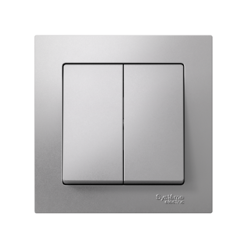 Выключатель 2-кл. СП AtlasDesign 10А IP20 (сх. 5) 10AX в сборе алюм. — изображение 2