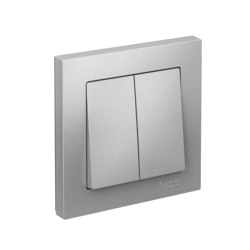 Выключатель 2-кл. СП AtlasDesign 10А IP20 (сх. 5) 10AX в сборе алюм.