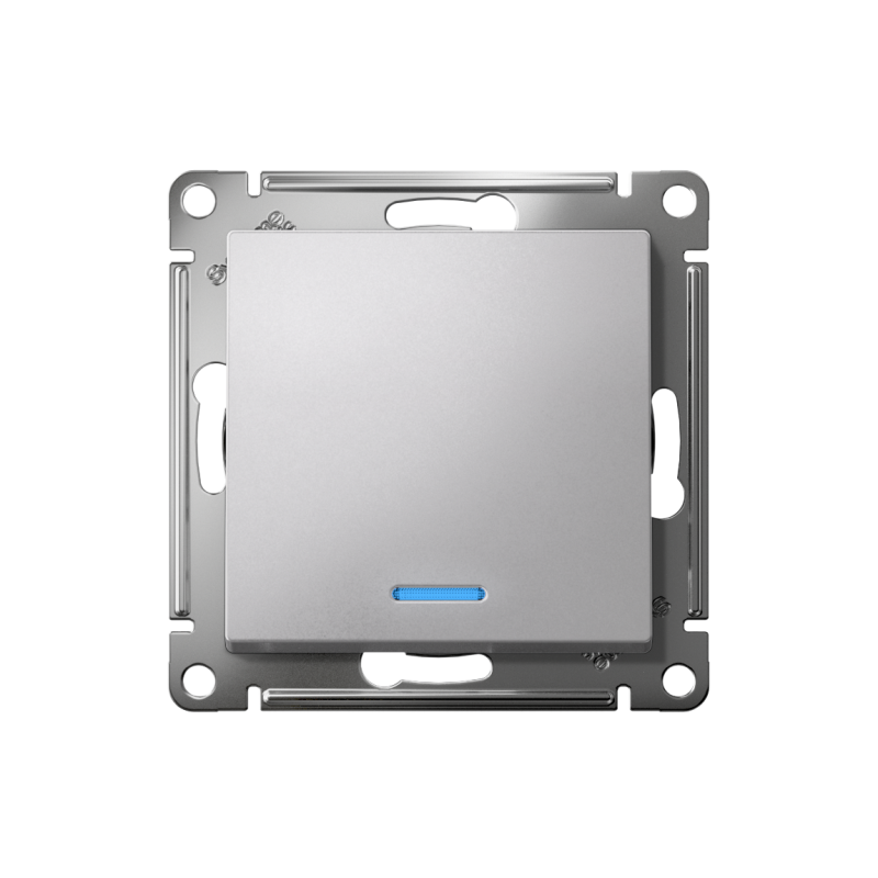 Переключатель проходной 1-кл. СП AtlasDesign 10А IP20 (сх. 6а) 10AX с подсветкой механизм алюм. — изображение 2