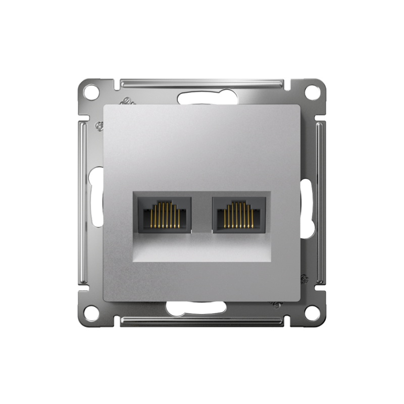 Розетка компьютерная 2-м AtlasDesign RJ45 кат.5E механизм алюм. — изображение 2