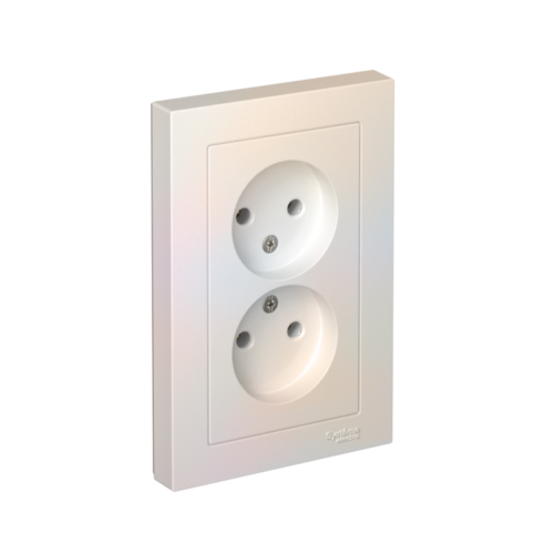 Розетка 2-м СП AtlasDesign 16А IP20 без заземл. в сборе жемчуж.