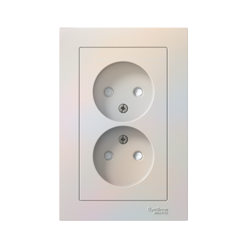 Розетка 2-м СП AtlasDesign 16А IP20 без заземл. защ. шторки в сборе жемчуж. — изображение 2