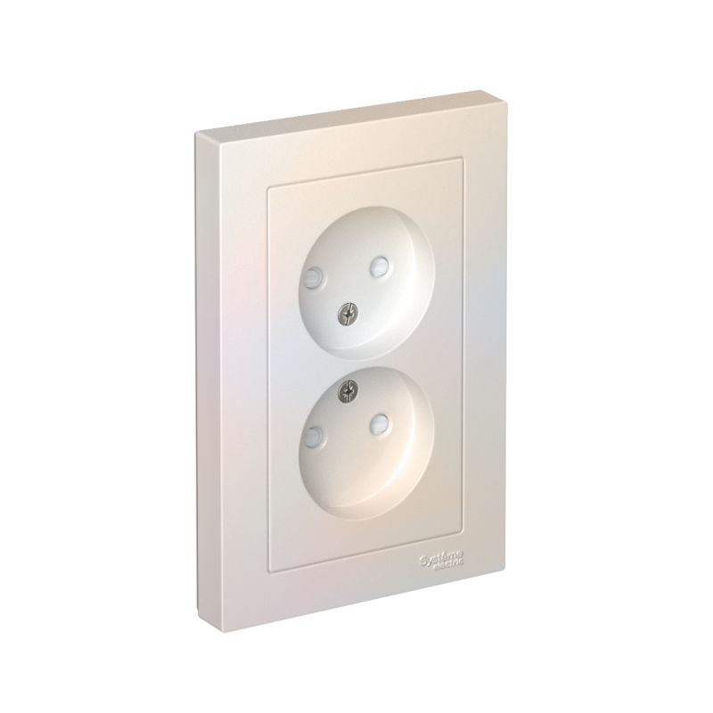 Розетка 2-м СП AtlasDesign 16А IP20 без заземл. защ. шторки в сборе жемчуж.