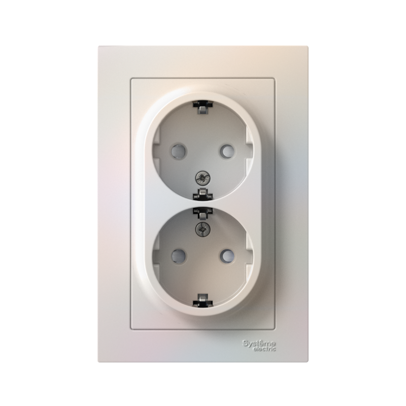 Розетка 2-м СП AtlasDesign 16А IP20 с заземл. защ. шторки в сборе жемчуж. — изображение 2