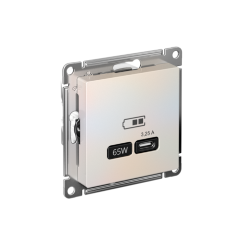 Розетка USB AtlasDesign тип C 65Вт QC PD высокоскор. ЗУ механизм жемчуж.