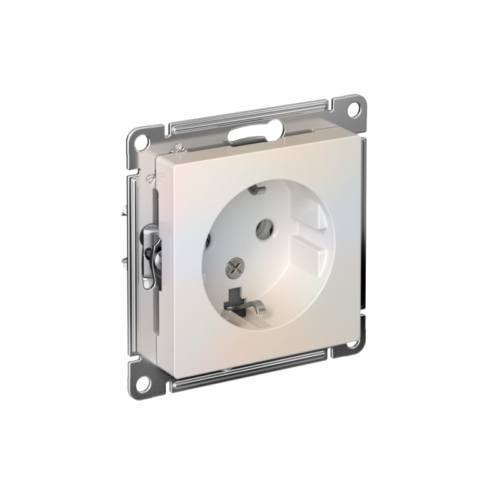 Розетка 1-м СП AtlasDesign 16А IP20 с заземл. механизм жемчуж.