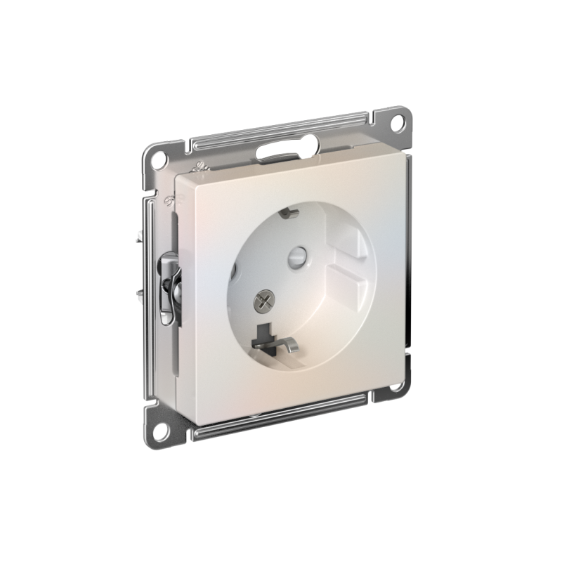 Розетка 1-м СП AtlasDesign 16А IP20 с заземл. защ. шторки механизм жемчуж.