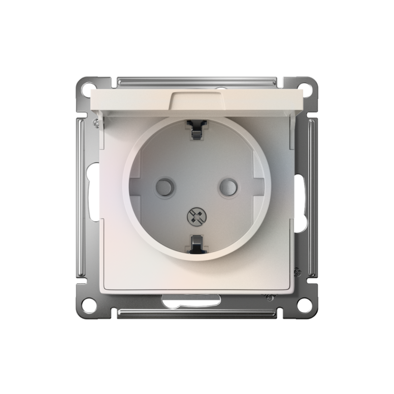 Розетка 1-м СП AtlasDesign 16А IP20 с заземл. защ. шторки с крышкой механизм жемчуж. — изображение 2