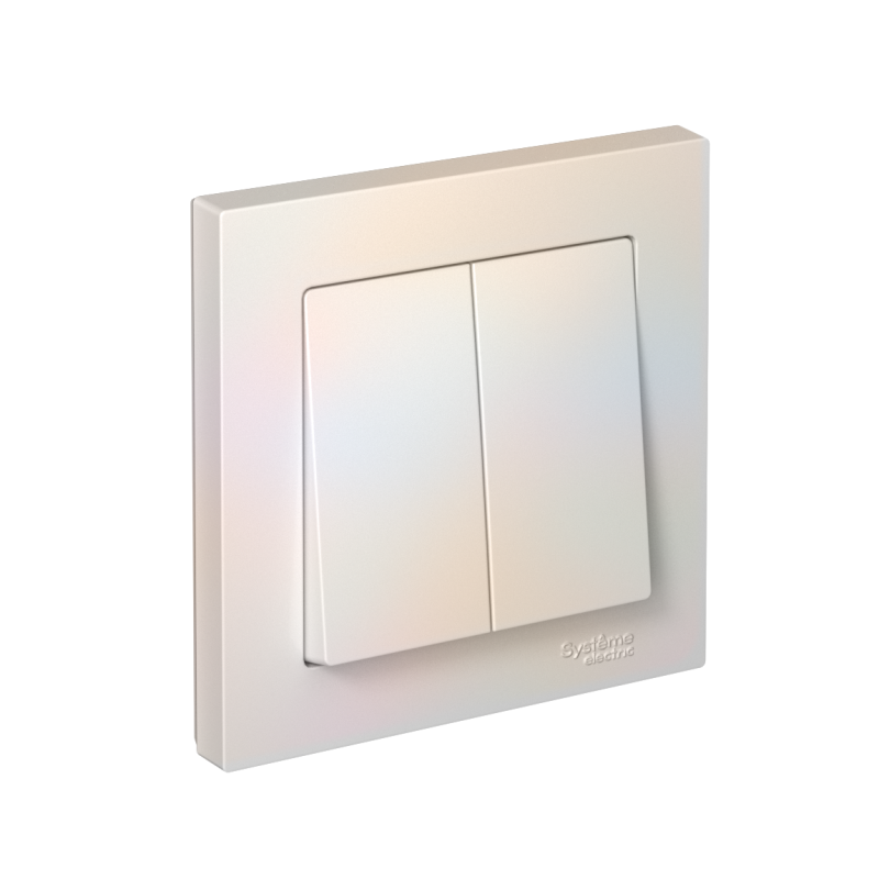 Выключатель 2-кл. СП AtlasDesign 10А IP20 (сх. 5) 10AX в сборе жемчуж.