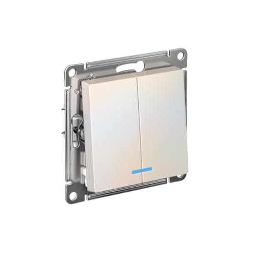 Выключатель 2-кл. СП AtlasDesign 10А IP20 (сх. 5а) 10AX с подсветкой механизм жемчуж.