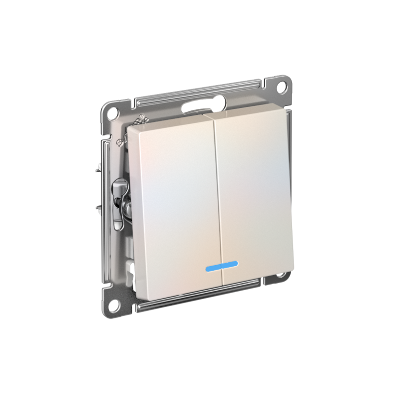 Выключатель 2-кл. СП AtlasDesign 10А IP20 (сх. 5а) 10AX с подсветкой механизм жемчуж.