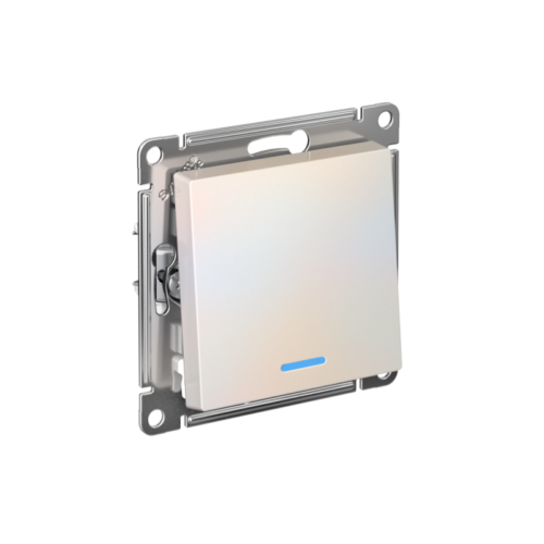 Переключатель проходной 1-кл. СП AtlasDesign 10А IP20 (сх. 6а) 10AX с подсветкой механизм жемчуж.