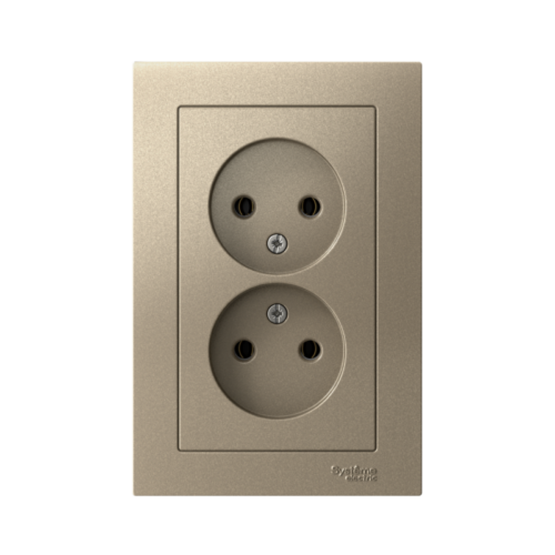 Розетка 2-м СП AtlasDesign 16А IP20 без заземл. в сборе шампань