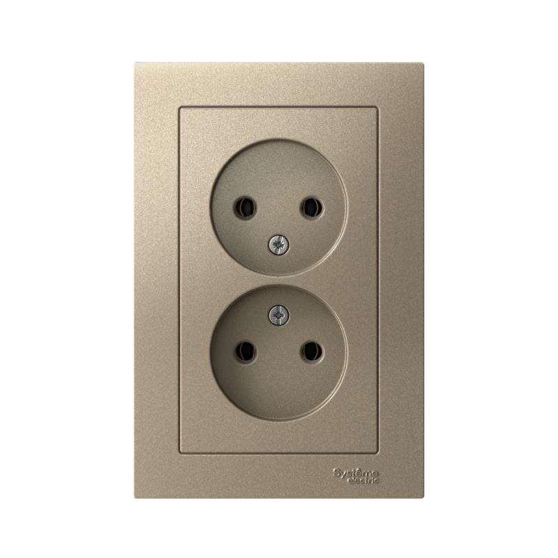 Розетка 2-м СП AtlasDesign 16А IP20 без заземл. в сборе шампань