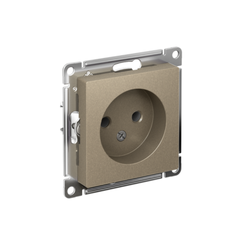 Розетка 1-м СП AtlasDesign 16А IP20 без заземл. без защ. шторок механизм шампань