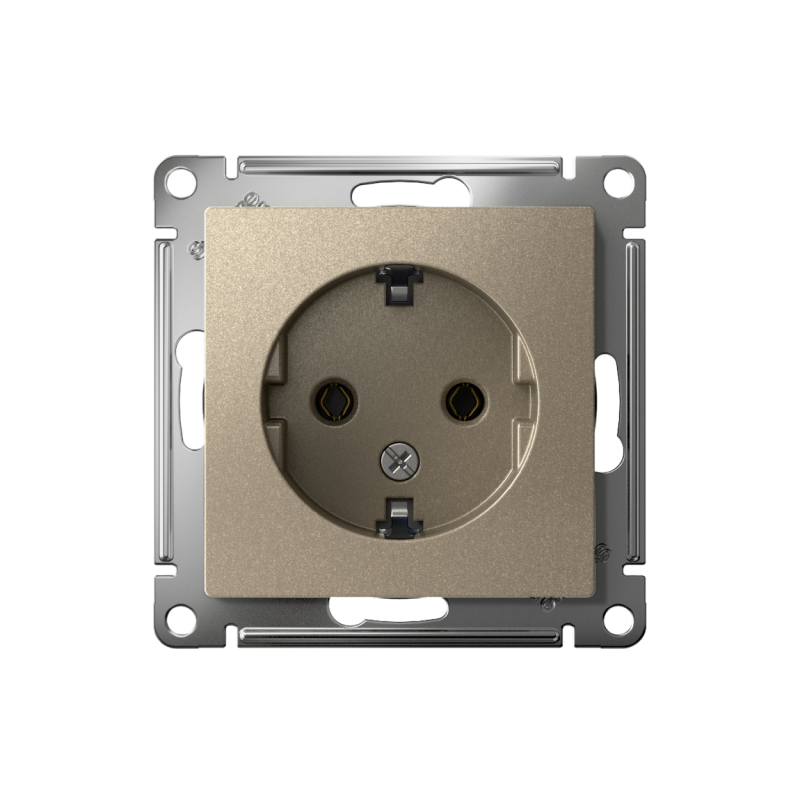 Розетка 1-м СП AtlasDesign 16А IP20 с заземл. механизм шампань — изображение 2