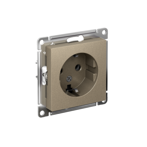 Розетка 1-м СП AtlasDesign 16А IP20 с заземл. механизм шампань