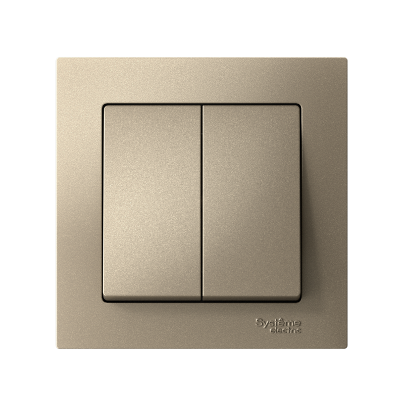 Выключатель 2-кл. СП AtlasDesign 10А IP20 (сх. 5) 10AX в сборе шампань — изображение 2