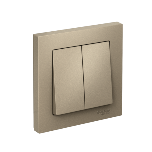 Выключатель 2-кл. СП AtlasDesign 10А IP20 (сх. 5) 10AX в сборе шампань