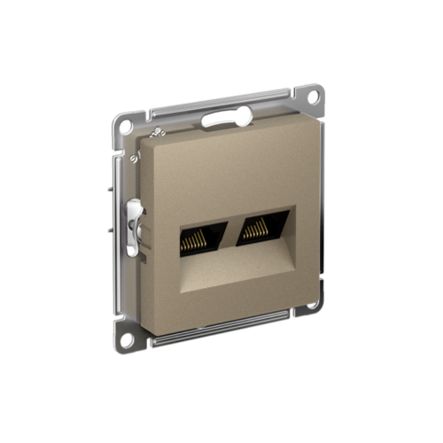 Розетка компьютерная 2-м AtlasDesign RJ45 кат.5E механизм шампань