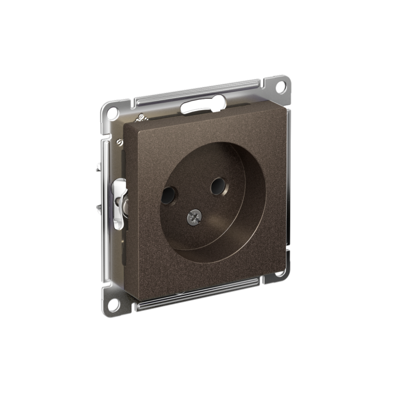 Розетка 1-м СП AtlasDesign 16А IP20 без заземл. без защ. шторок механизм мокко