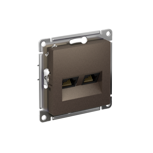 Розетка компьютерная 2-м AtlasDesign RJ45 кат.5E механизм мокко