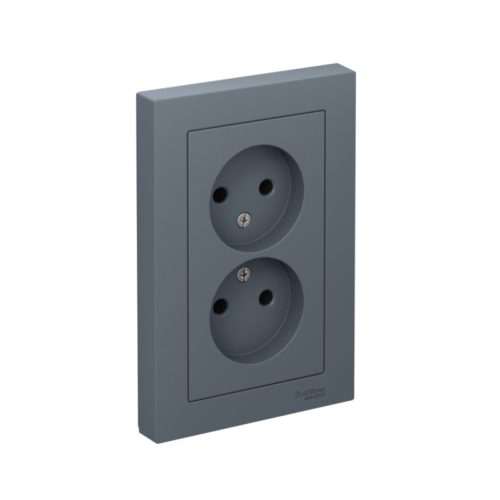 Розетка 2-м СП AtlasDesign 16А IP20 без заземл. в сборе грифель