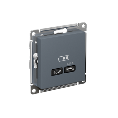 Розетка USB AtlasDesign тип C 65Вт QC PD высокоскор. ЗУ механизм грифель