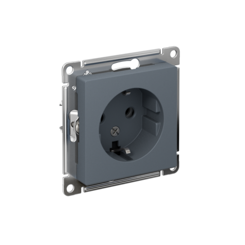 Розетка 1-м СП AtlasDesign 16А IP20 с заземл. механизм грифель