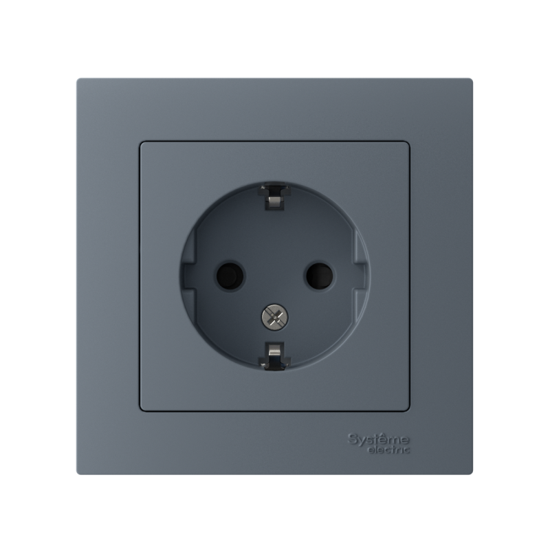 Розетка 1-м СП AtlasDesign 16А IP20 с заземл. защ. шторки в сборе грифель — изображение 2