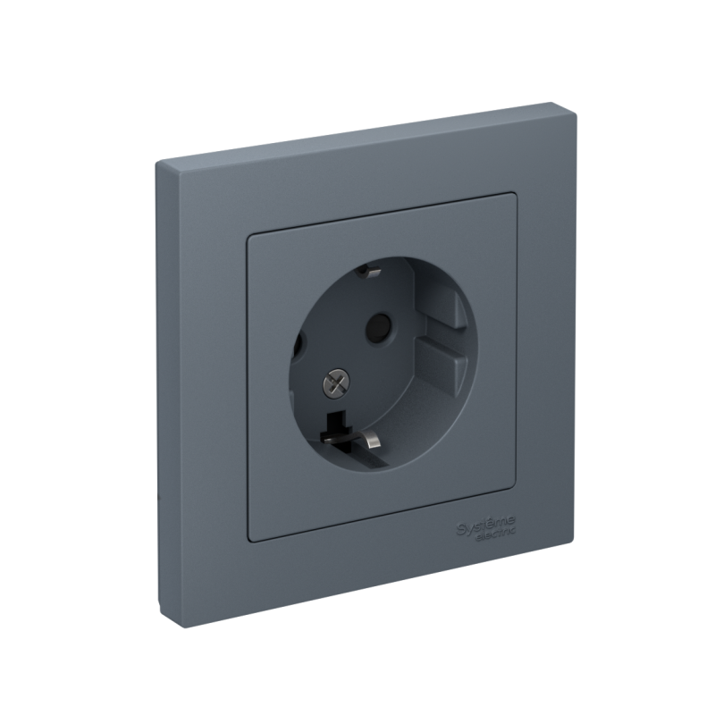 Розетка 1-м СП AtlasDesign 16А IP20 с заземл. защ. шторки в сборе грифель