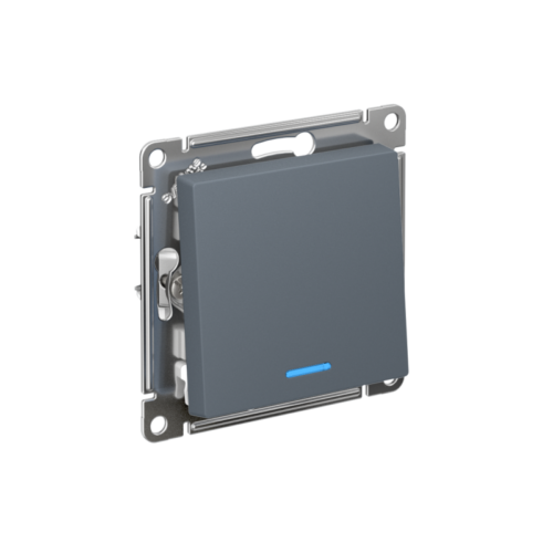 Переключатель проходной 1-кл. СП AtlasDesign 10А IP20 (сх. 6а) 10AX с подсветкой механизм грифель